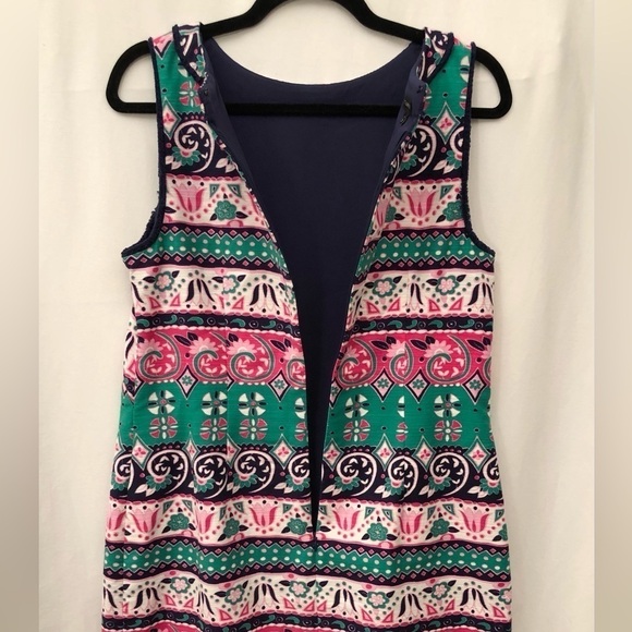 Talbots Sleeveless Shift Dress Green Pink Size 8 - Picture 7 of 16